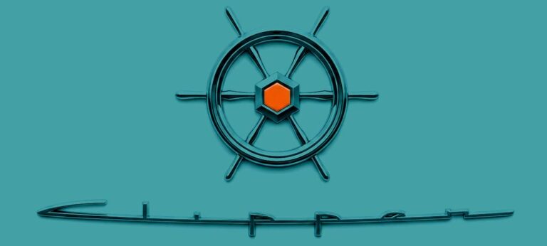 Clipper ship's-wheel emblem